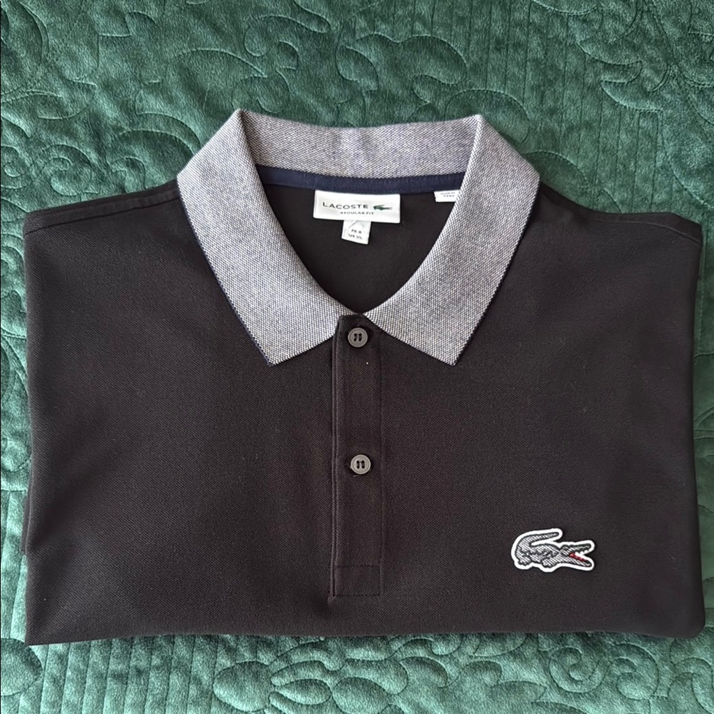 Lacoste Polo Shirt Black and Gray Two-Tone Design